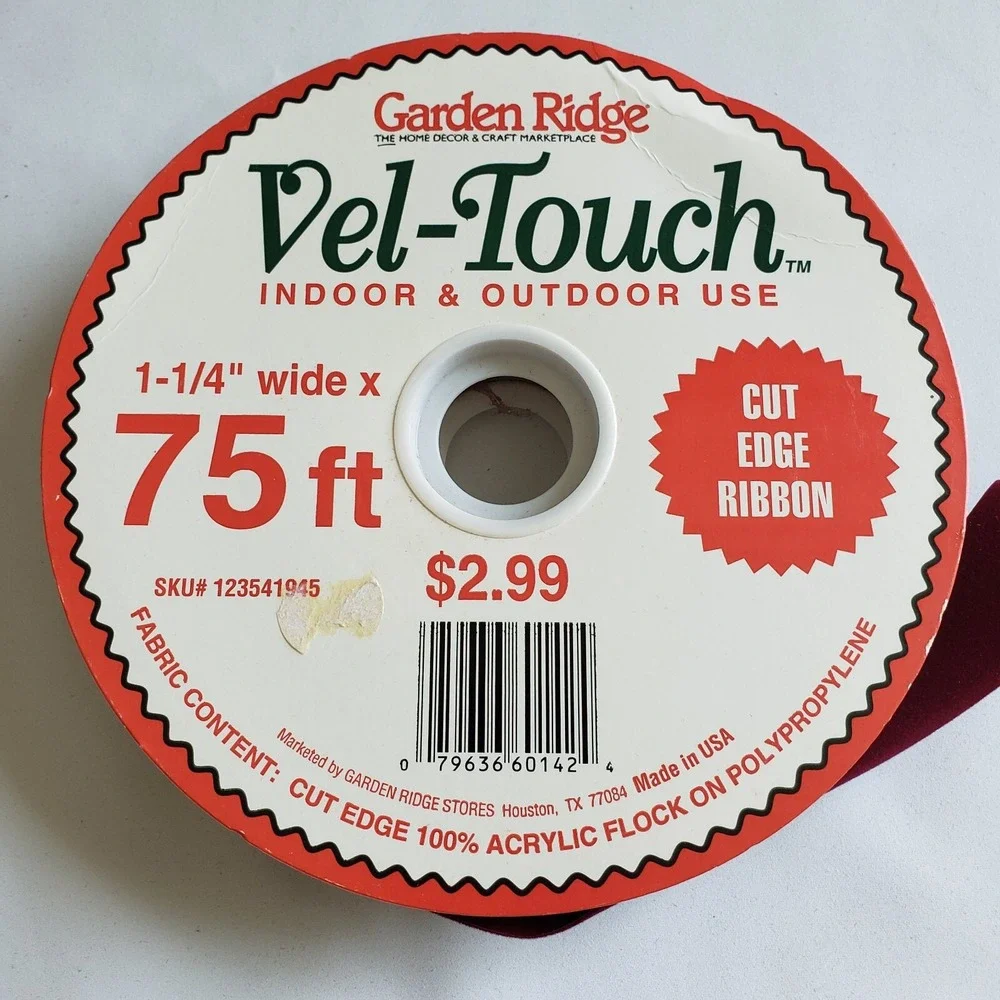 Vel-Touch Vintage Velvet Ribbon Spools Red Burgundy Wine 1 1/4